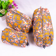 Block Printed Toiletry Bag, Waterproof Wash Bag, Makeup Bag, Cosmetic Bag, Travel Bag with Pockets, India Wood Blocks, Jumbo Wash Bag
